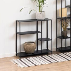 Newberry Metal Bookcase With 3 Shelves In Matt Black