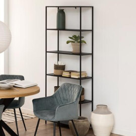 Newberry Metal Bookcase With 5 Shelves In Matt Black