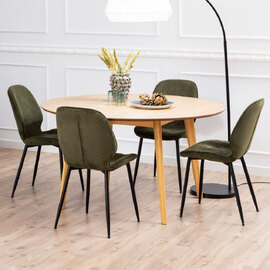 Newhall Wooden Dining Table With 4 Fairlee Green Chairs In Oak