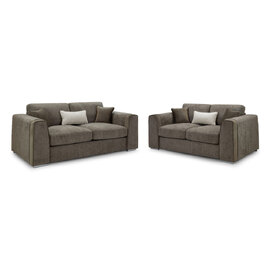 Newnan Fabric 3+2 Seater Sofa Set In Mocha