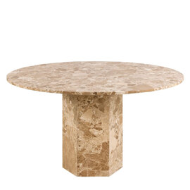 Newry Marble Stone Round Dining Table In Brown