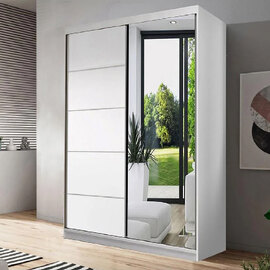 Nichols Wooden Wardrobe With 2 Sliding Doors In Matt White