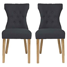 Nipas Fabric Dining Chairs With Wooden Legs In Pair - Grey