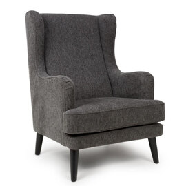 Nirevo Fabric Accent Chair with Black Legs in Grey