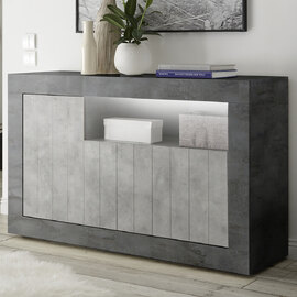 Nitro Wooden Sideboard 3 Doors In Oxide And Cement With LED