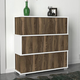 Nivaro Wooden Shoe Storage Cabinet with Plastic Legs in White and Walnut