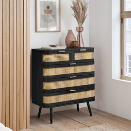 Niven Wooden Chest Of 5 Drawers in Black