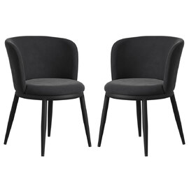 Nixa Black Velvet Dining Chairs In Pair