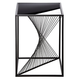 Nixa Glass Side Table Square With Metal Frame In Black
