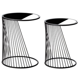 Nixa Metal Set Of 2 Side Table With Metal Frame In Black