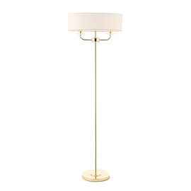 Nixon 2 Lights White Oval Shade Floor Lamp In Brass