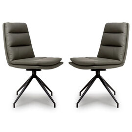 Nobo Truffle Faux Leather Dining Chair With Black Legs In Pair