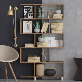 Nolira Wooden Display Unit with 10 Shelves in Walnut