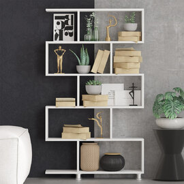 Nolira Wooden Display Unit with 10 Shelves in White