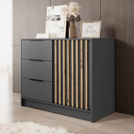 Newberry Wooden Sideboard With 1 Door 3 Drawers In Graphite