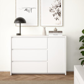 Norfolk Wooden Sideboard With 1 Door 3 Drawers In White
