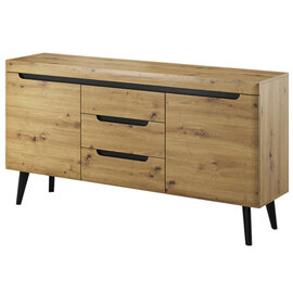 North Wooden Sideboard With 2 Doors 3 Drawers In Artisan Oak