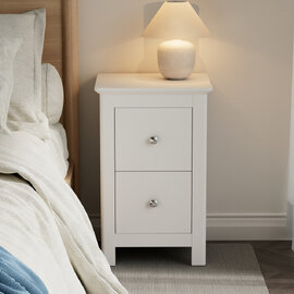 Norton Small Wooden Bedside Cabinet With 2 Drawers - White