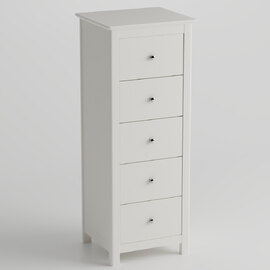 Norton Tall Wooden Chest Of 5 Drawers - White