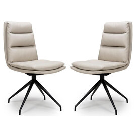 Norton Taupe PVC Fabric Dining Chairs With Metal Legs In Pair