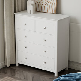 Norton Wooden Chest Of 5 Drawers - White