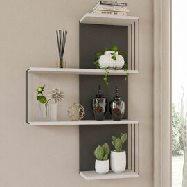 Norvani Wooden Wall Hung Shelving Unit With 4 Shelves In White And Anthracite