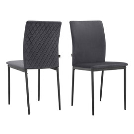 Norzen Anthracite Velvet Dining Chairs in Pair