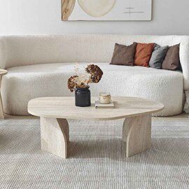 Nova Wooden Coffee Table in Travertine Marble Effect