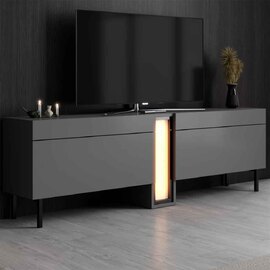 Nova Wooden LED TV Stand with 2 Doors in Anthracite