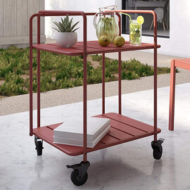 Necton Penelope Metal Serving Cart In Persimmon Red