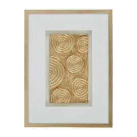 Noxen Wood Disc Design Wall Art in Gold and White