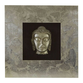 Noxen Wooden Buddha Wall Art in Silver and Black