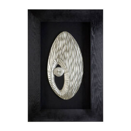 Noxen Wooden Oval Carving Wall Art in Black and Silver