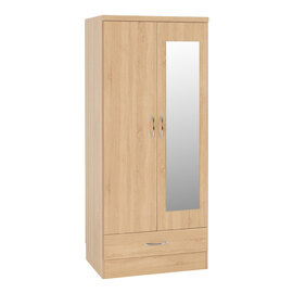 Mack Wooden Wardrobe With 2 Doors 1 Drawer In Sonoma Oak