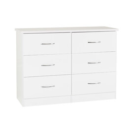 Mack Wooden Chest Of 6 Drawers With White Gloss Front In Oak