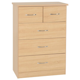 Mack Wide Wooden Chest Of 5 Drawers In Sonoma Oak