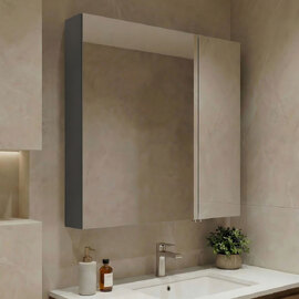 Nuvola 600mm Wooden Wall Mounted Bathroom Mirror Cabinet in Anthracite