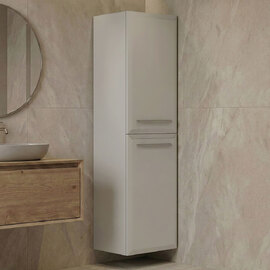 Nuvola Tall Wooden Wall Mounted Bathroom Cabinet with 2 Doors in Cashmere
