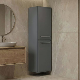Nuvola Tall Wooden Wall Mounted Bathroom Cabinet with 2 Doors in Grey