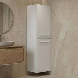 Nuvola Tall Wooden Wall Mounted Bathroom Cabinet with 2 Doors in White