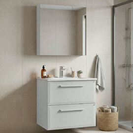 Nuvola Wooden Wall Mounted Bathroom Furniture Set in Cashmere