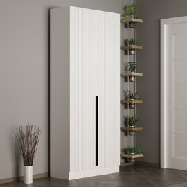 Nylor Wooden Hallway Storage Furniture with 2 Doors Fluted Panels in White