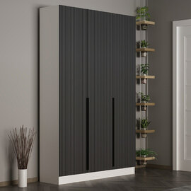 Nylor Wooden Hallway Storage Furniture with 3 Doors Fluted Panels in Anthracite