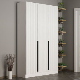 Nylor Wooden Hallway Storage Furniture with 3 Doors Fluted Panels in White