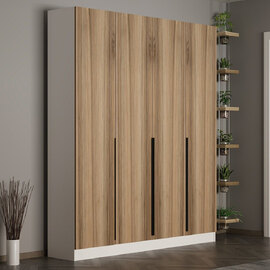 Nylor Wooden Hallway Storage Furniture with 4 Doors Fluted Panels in Walnut
