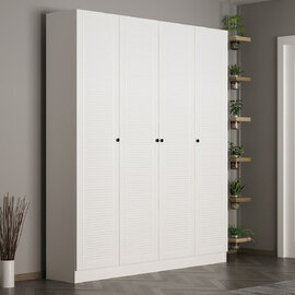 Nylor Wooden Hallway Storage Furniture with 4 Slatted Panel Doors in White