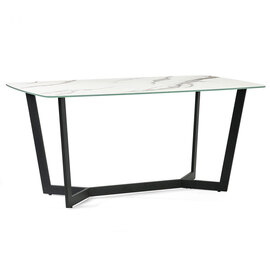 Oakley Glass Top Dining Table In White Marble Effect