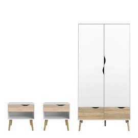 Oakley Wooden 3 Piece Bedroom Furniture Set In Oak White
