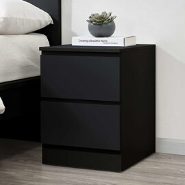Oakley Wooden Bedside Cabinet With 2 Drawers In Black