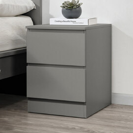 Oakley Wooden Bedside Cabinet With 2 Drawers In Grey